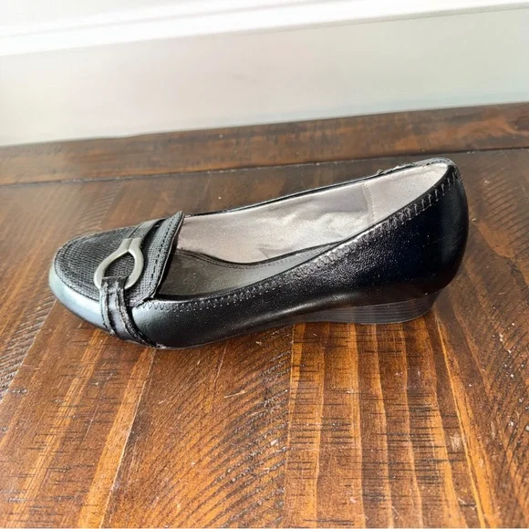 Soft Style Black Slip-On Loafer with Silver Buckle Detail - Picture 2 of 12